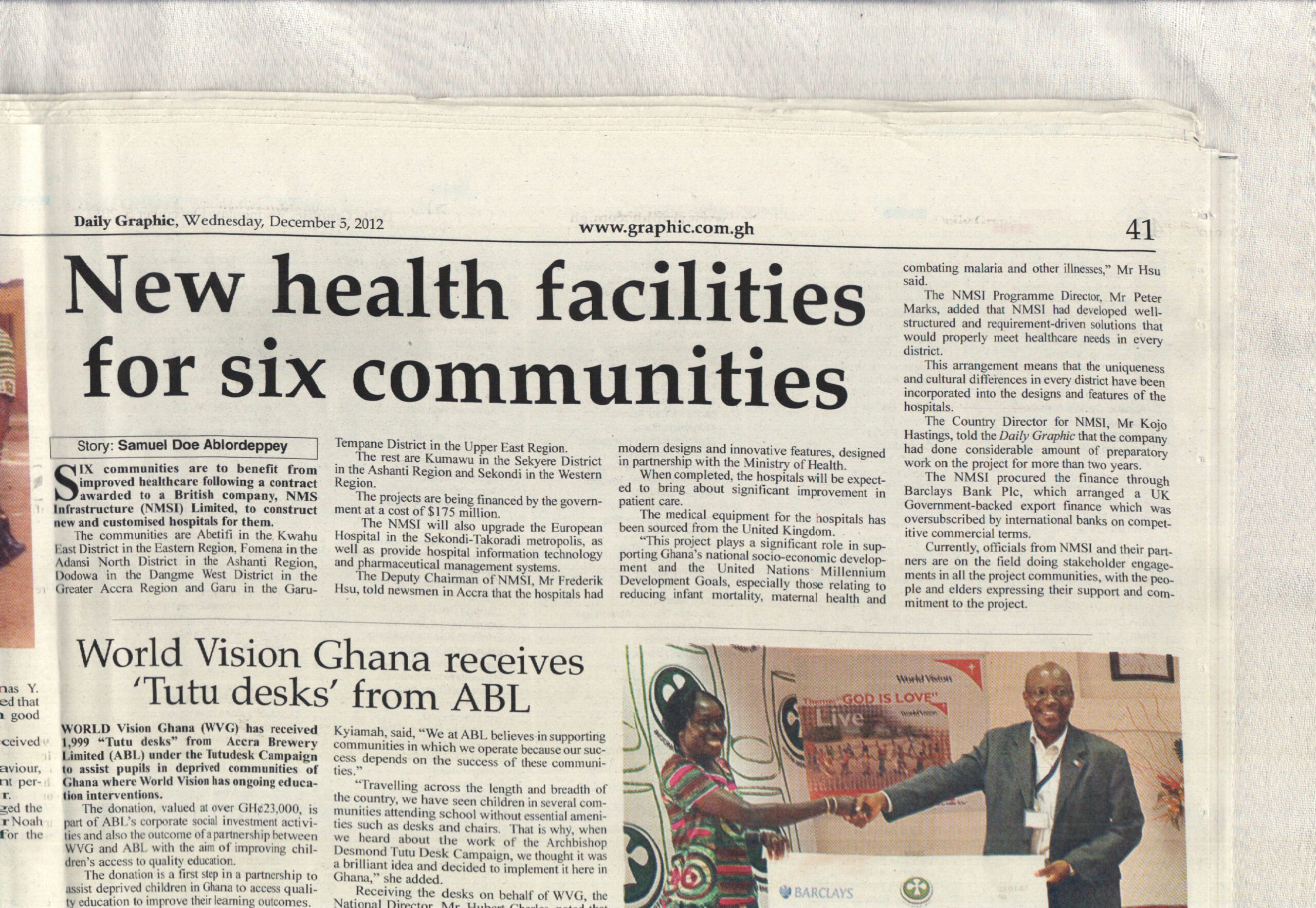 ‘New Health Facilities for 6 Communities’ Ghana Daily Graphic