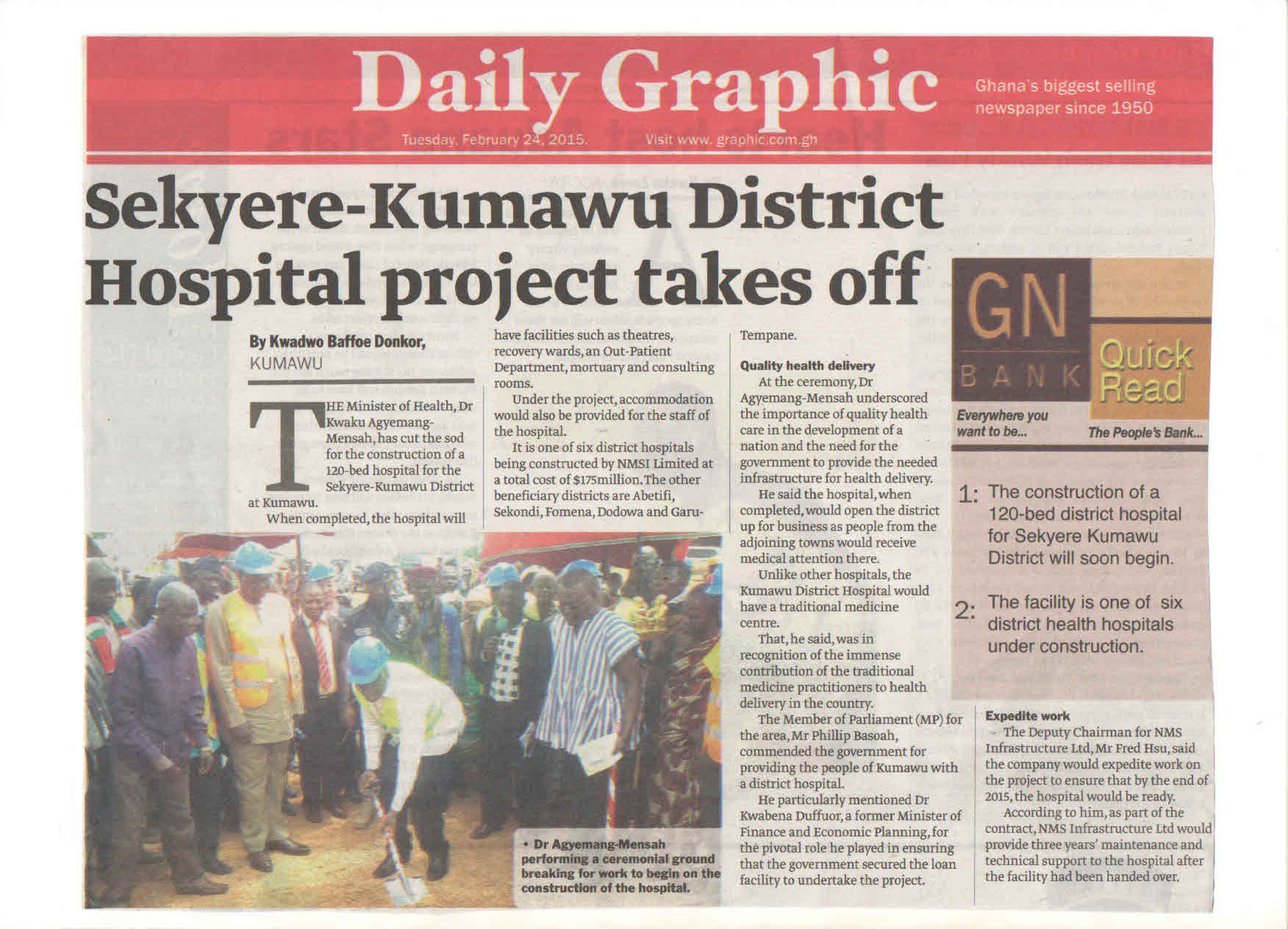 Kumawu sod-cutting covered in the Daily Graphic